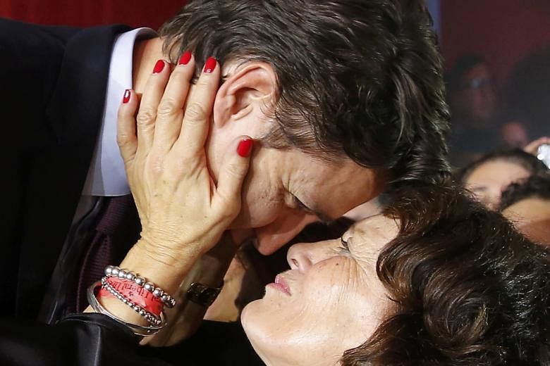 Newly elected Canadian Prime Minister Justin Trudeau with his mother Margaret as he arrived to give his victory speech in Montreal, Quebec, on Monday.