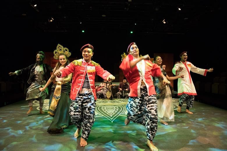 The energetic cast of Ma'ma Yong dance, sing, spar and jest in multiple languages and forms.