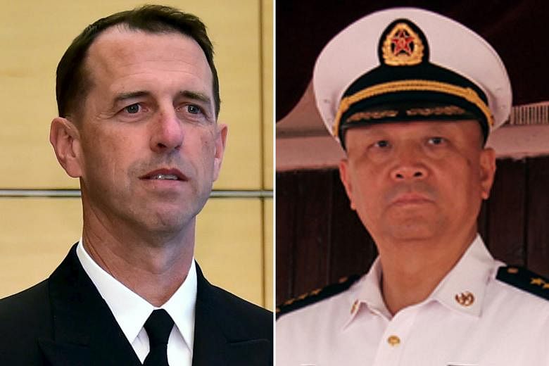 US chief of naval operations John Richardson and Chinese Admiral Wu Shengli spoke yesterday.