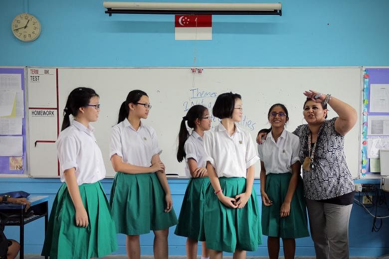 Ms Michelle Elizabeth Rajlal conducting a literature class at Tanjong Katong Secondary School. She says acting out scenes can get students excited about stories.