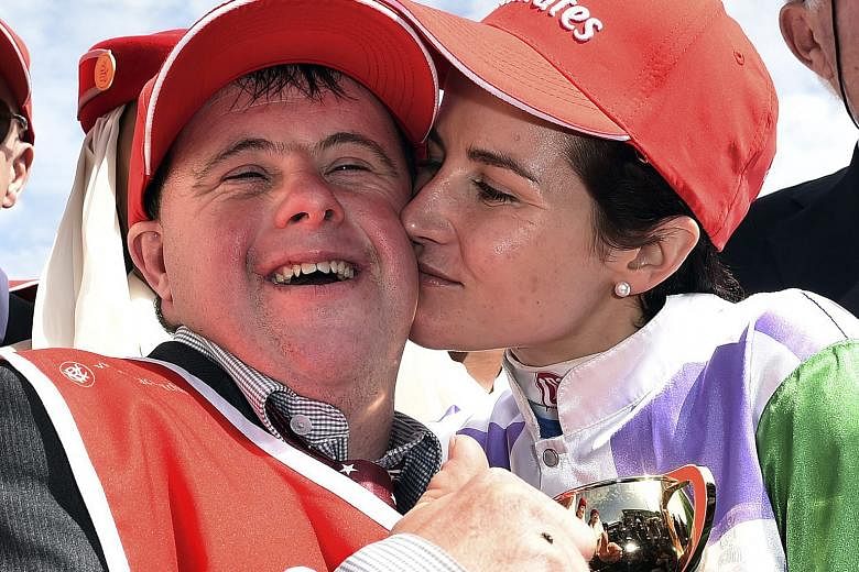 After Michelle Payne pulled off a major surprise with her win in the Melbourne Cup on Prince Of Penzance, she celebrated her historic triumph with her brother Steven, who has Down's Syndrome and works as her strapper.