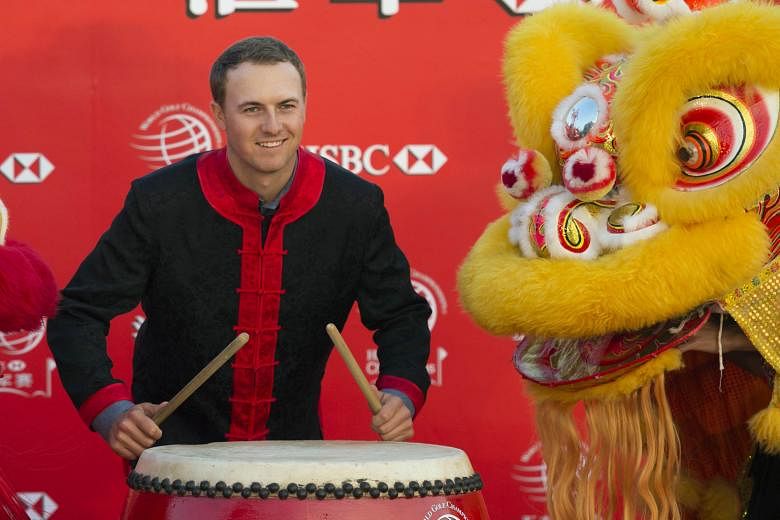 American golfer Jordan Spieth posing for a photo call in a traditional Chinese costume to kick off the WGC-HSBC Champions tournament in Shanghai yesterday.