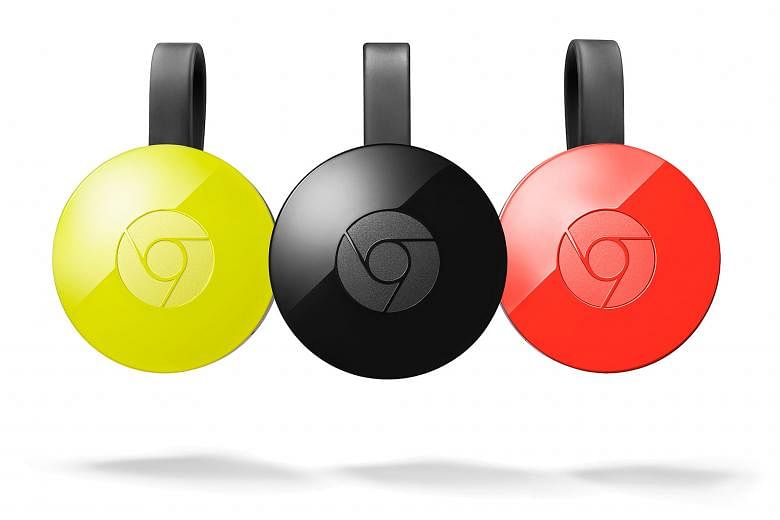 The new puck-shaped Chromecast looks more classy than the original, and comes in three colours. Its attached HDMI cable can be twisted to fit into tight spots.