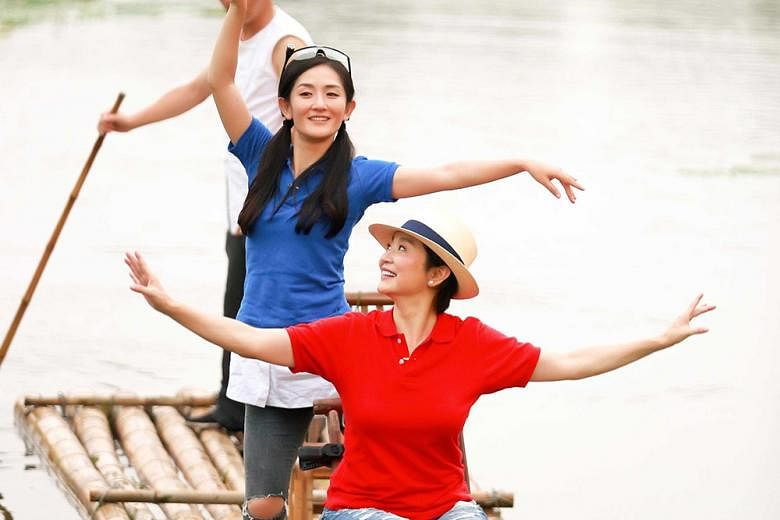Screen legend Lin Ching-hsia (seated) with actress Xie Na on Up Idol.
