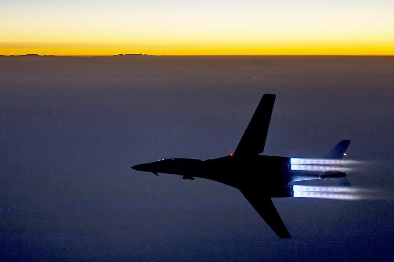 A US Air Force B-1B bomber flying over northern Iraq after carrying out air strikes in Syria. While the coalition has conducted more than 8,000 air strikes against ISIS, the 3,500 US personnel on the ground there have been limited mostly to providing