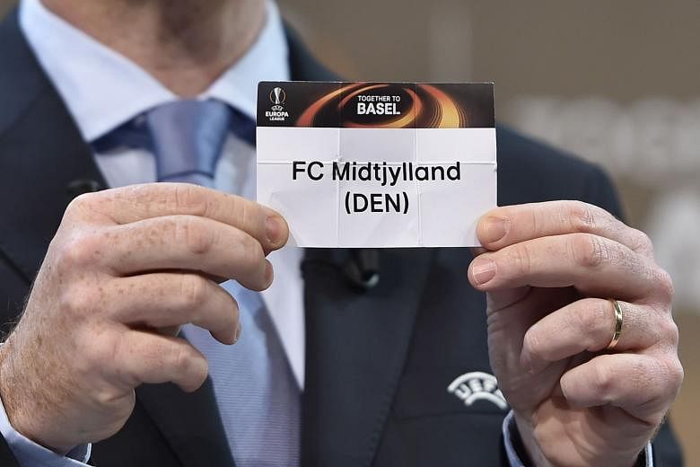 Midtjylland are drawn to face Manchester United in the last 32 of the Europa League. The Danish champions knocked out English Premier League side Southampton earlier in the tournament.