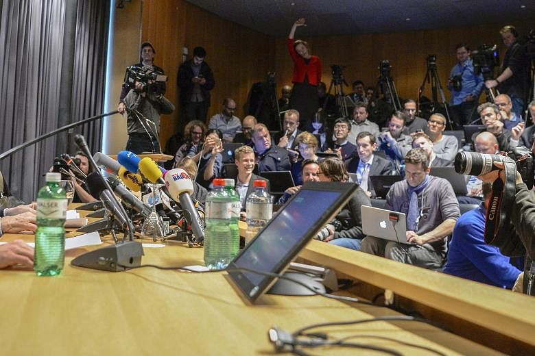 Suspended Fifa president Sepp Blatter addresses the media during his press conference after the verdict by the Fifa ethics committee in Zurich yesterday.