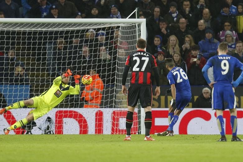 Bournemouth goalkeeper Artur Boruc saving Leicester midfielder Riyad Mahrez's penalty to ensure the Cherries left with a point. Forty points in the second half of the season could well make the Foxes league champions.