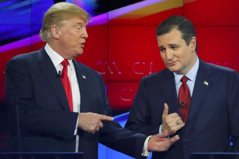 The recent spat shows the shifting relationship between Mr Trump (left) and Mr Cruz in the Republican presidential race.