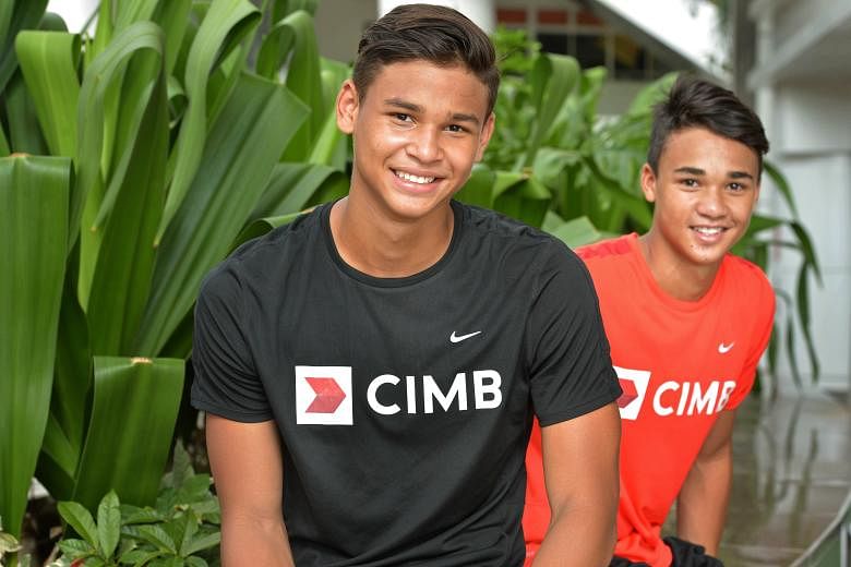 Ikhsan (right) aims to do well in Prime League games to stand a chance of moving up to the first team, in which Irfan is the youngest player.