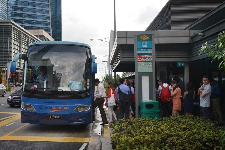 A City Direct bus picking up passengers from the business district at around 6pm last Thursday. There are 15 such services in operation currently.