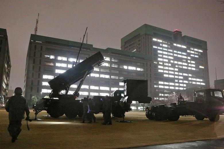 A Patriot Advanced Capability-3 missile launcher deployed at Japan's Defence Ministry in Tokyo late last month. Japan has vowed to destroy any North Korean missile that threatens its territory.