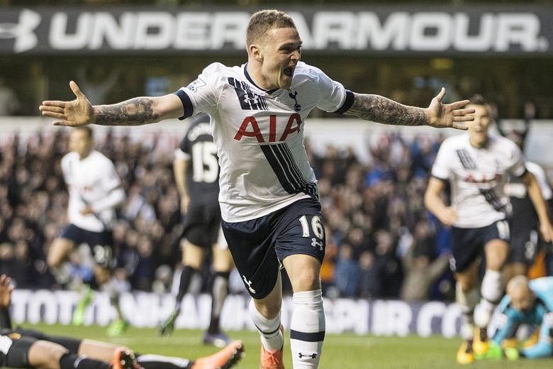 Tottenham's Kieran Trippier celebrating his goal in the 1-0 win against Watford during the EPL match at White Hart Lane on Saturday.