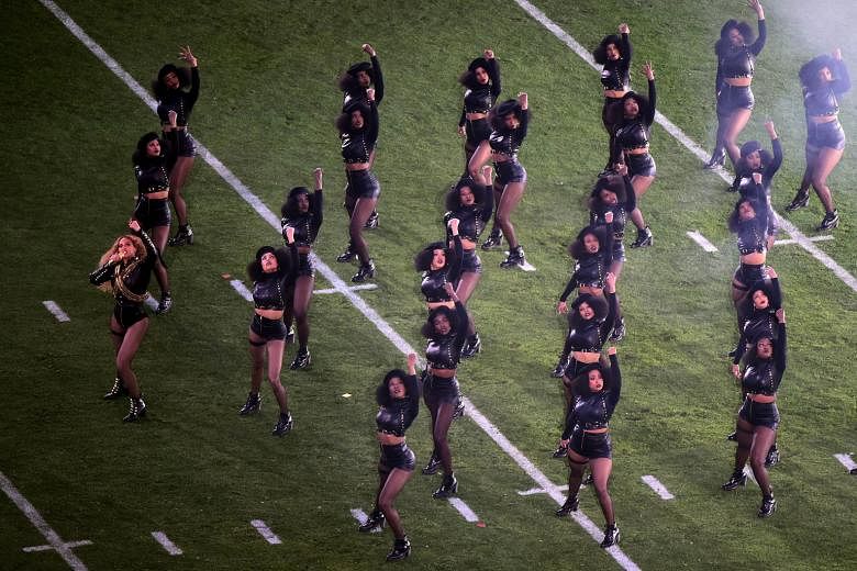 Beyonce and her dancers raising their fists during her Super Bowl performance on Sunday, a gesture interpreted by some as the salute of the nationalist Black Panthers.