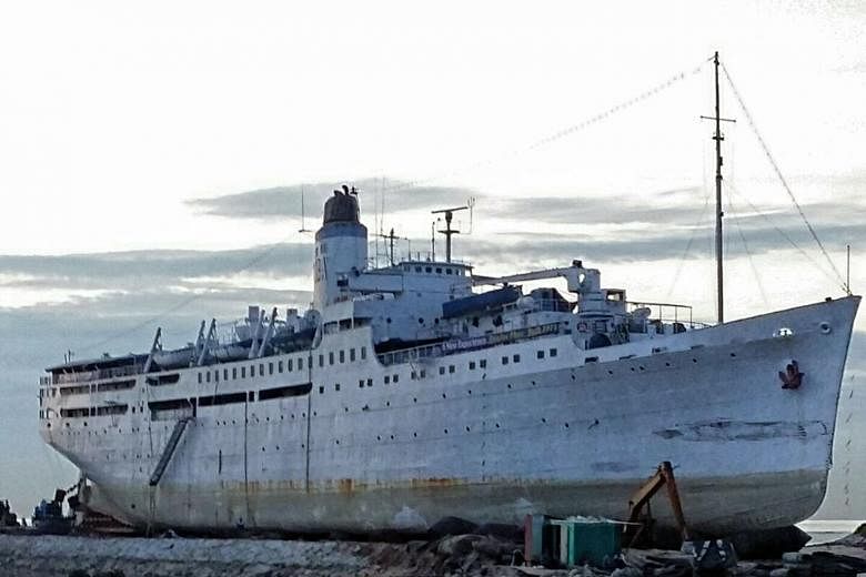 Doulos Phos The Hotel hopes to open by Christmas or early next year. Old wash basins and frames of bunk beds will find new homes in the refurbished ship, which used to transport onions and first-class passengers, and even served as a floating booksho