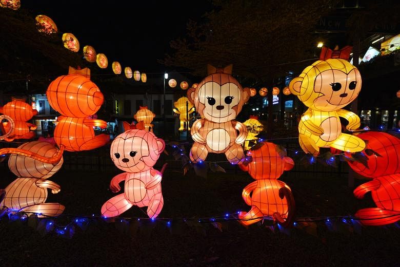 Take home these cute monkey lanterns (right and below) and, if you have space in your compound, you can even request one of the seven 6m-tall peach tree lanterns (above). Organisers of the Chinese New Year festival in Chinatown hope to promote recycl