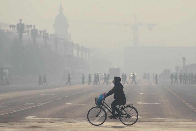 Some 1.6 million people died of air pollution in China in 2013, while India saw 1.4 million deaths. In China, burning coal is the biggest contributor to poor air quality. Beijing (left) sees daily particulate matter levels at or above 300 micrograms 