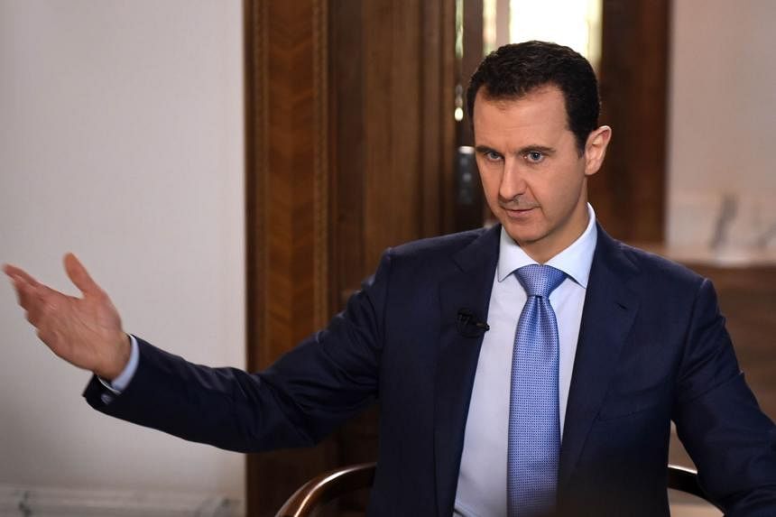 Syria's President Bashar al-Assad says the offensive by the Russian-backed regime in Aleppo - which led to thousands of people fleeing (left) - was aimed at cutting the rebels' supply route from Turkey; the eventual goal being the retaking of all of 
