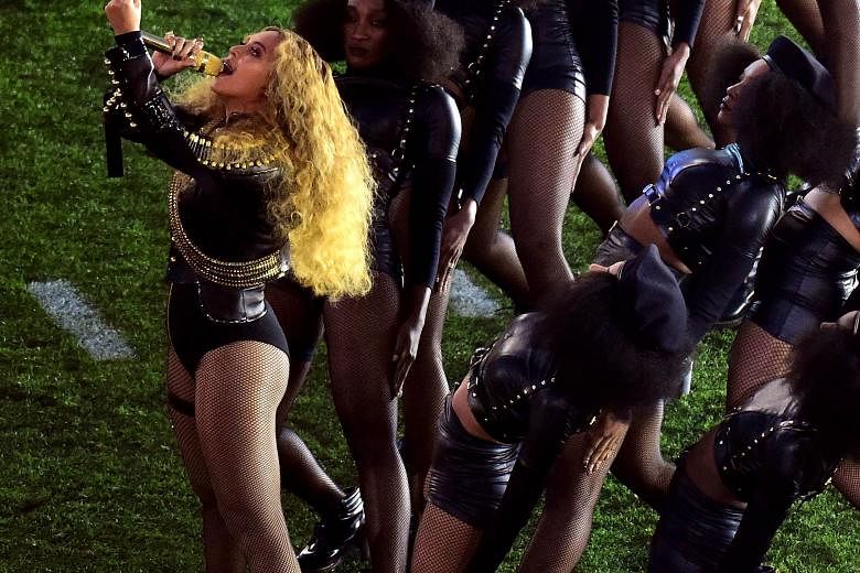 Beyonce (above) flashed her new single Formation just the day before Super Bowl 50.
