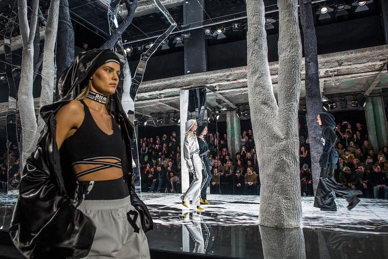 Rihanna offered a collection that mixed Puma's sports heritage with something more like street-wear (above).