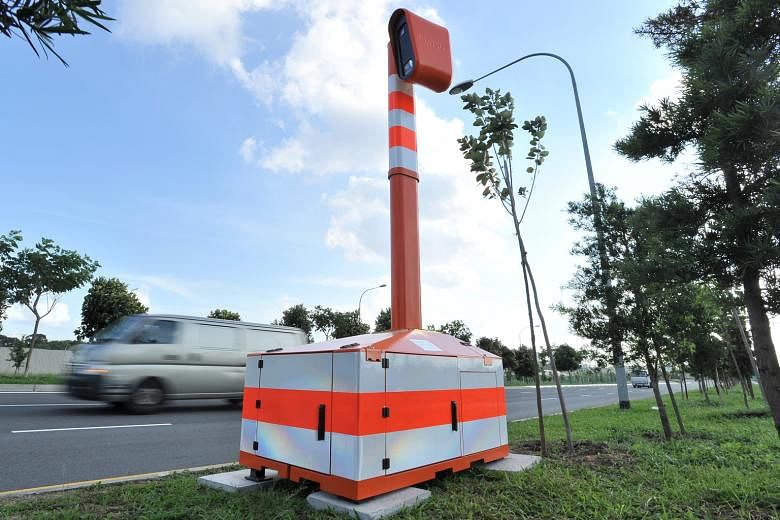 The mobile speed camera deployed in Seletar Link, a hot spot for illegal racing. Two others have yet to be deployed. The cameras are part of a new targeted approach to curb speeding.
