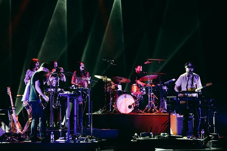 Bon Iver frontman Justin Vernon (left) was supported by the flawless harmonies of the three sisters of The Staves.