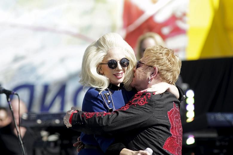 Lady Gaga performed at Elton John's concert to thank West Hollywood for supporting his Aids Foundation.