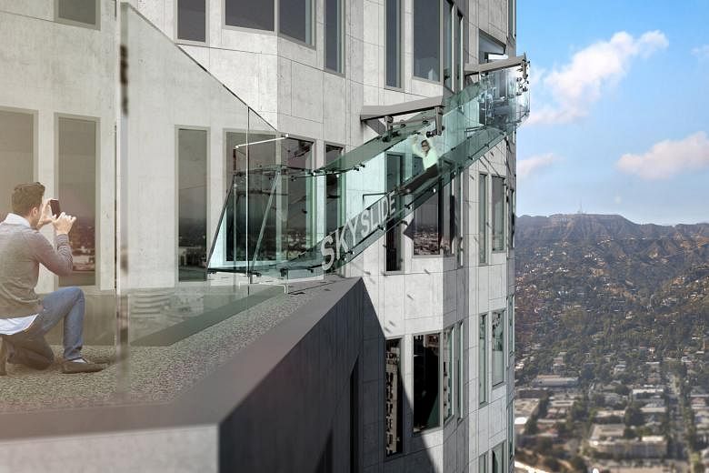 An artist's rendering of the Skyslide attraction, which is more than 300m above downtown Los Angeles.