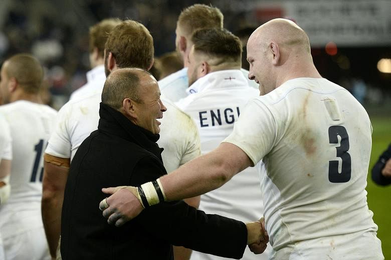 Job well done, England rugby coach Eddie Jones tells tighthead prop Dan Cole after they beat France 31-21 in the Six Nations.