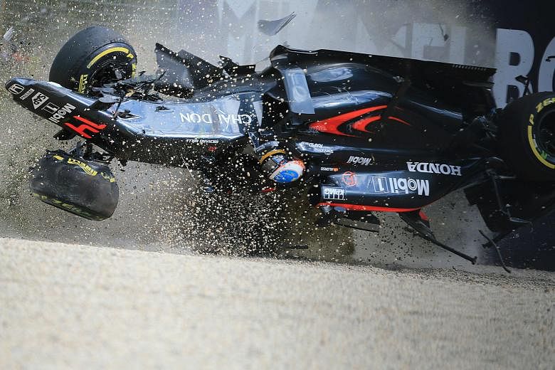 McLaren driver Fernando Alonso crashing into the wall after colliding with Haas' Esteban Gutierrez during the Australian Grand Prix in Melbourne. While the incident changed the entire complexion of the race, Ferrari's Sebastian Vettel proved that he 