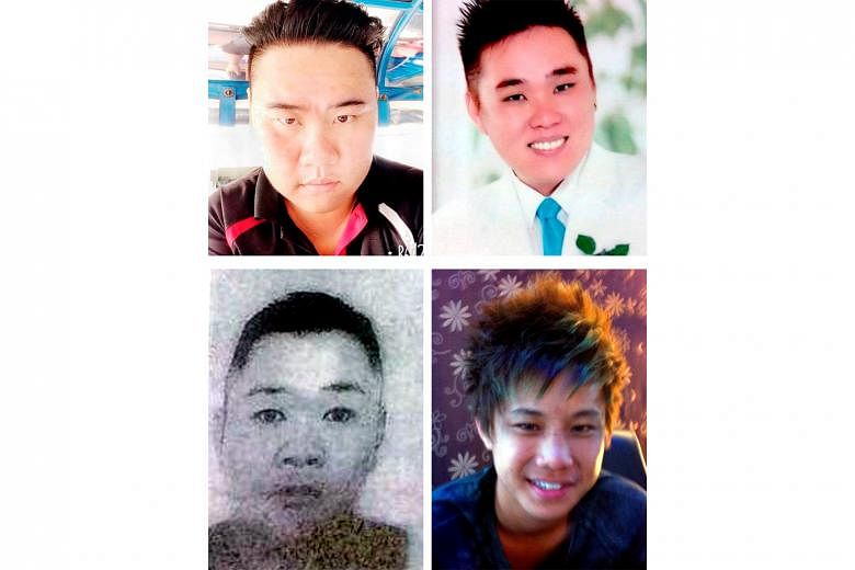 Gunmen seized Malaysians (left, from top) Wong Teck Chii, 29, Wong Teck Kang, 31, Johnny Lau Jung Hien, 21, and Wong Hung Sing, 34, from a tugboat near Ligitan island off the east coast of Sabah last Friday. Last month, gunmen linked to the Abu Sayya