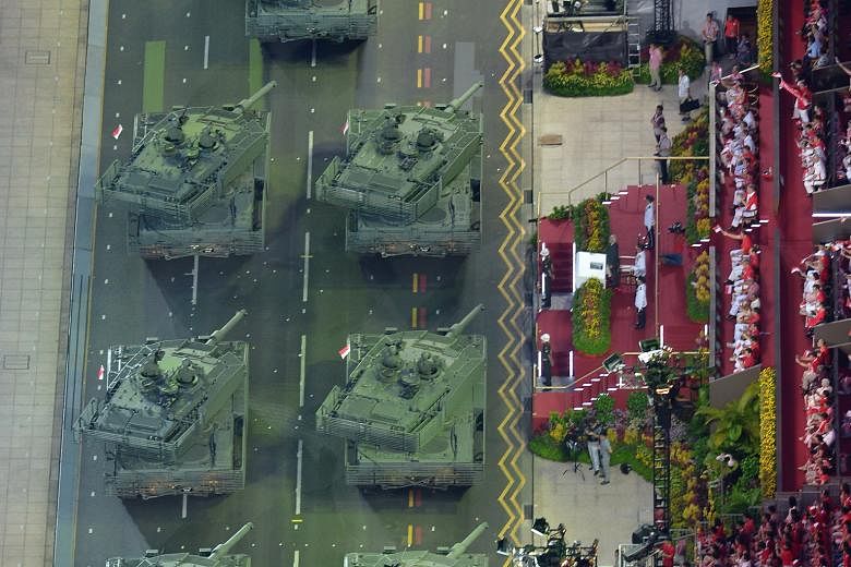 SAF military hardware that featured at last year's National Day Parade. New war machines that will be added to the SAF arsenal include a new armoured vehicle for combat support troops, Dr Ng said.