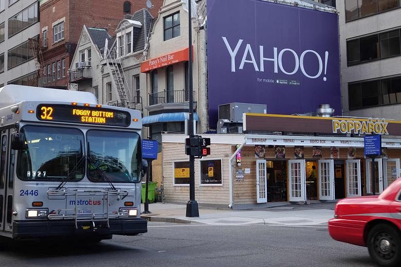 A Yahoo billboard in Washington, DC. Daily Mail is just one of some 40 players that have expressed interest in the Web portal.