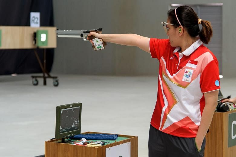 Singapore's Teo Shun Xie finished third at the ISSF World Cup in Rio de Janeiro in the women's 10m air pistol. The event is the Olympic test event ahead of the Rio Games in August.
