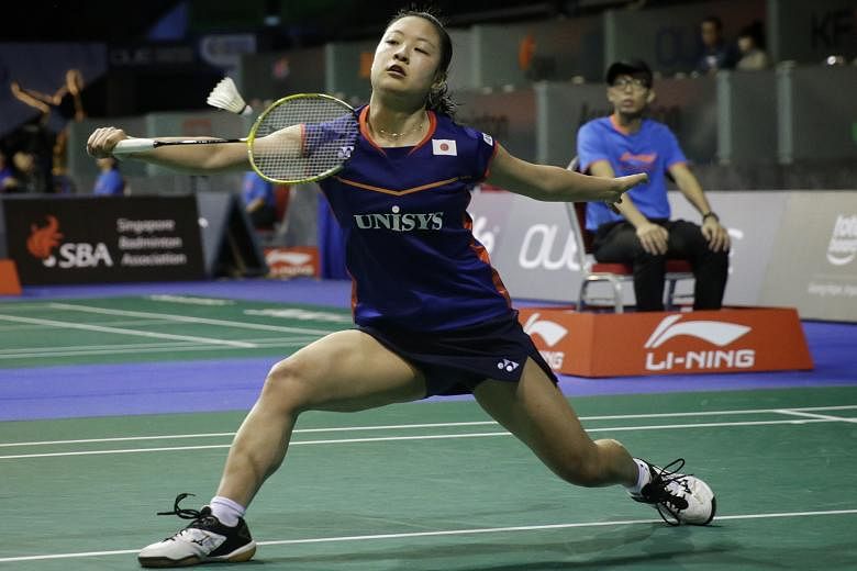 Superseries Finals champion and All-England winner Nozomi Okuhara during her loss to China's Sun Yu, the title holder and eventual finalist, in the round of 16 at last week's OUE Singapore Open. Japan head coach Park Joo Bong is concerned about his p