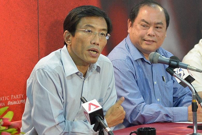 The Singapore Democratic Party's Dr Chee (left) with party vice-chairman John Tan. The SDP chief said he is confident and looking forward to the Bukit Batok by-election battle.