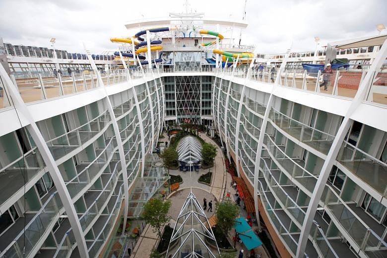 Views of the interiors of Royal Caribbean's new ship, Harmony of the Seas, during its delivery ceremony. Work on the ship started in September 2013 in Saint-Nazaire, France, and the ship was delivered to its owners on Sunday. It will embark on its of