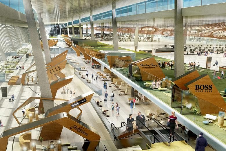 An artist's impression of the Soekarno-Hatta International Airport's Terminal 3 Ultimate. Indonesian officials hope that with its opening, Soekarno-Hatta would be able to rival Changi as well as Kuala Lumpur International Airport, and lure internatio
