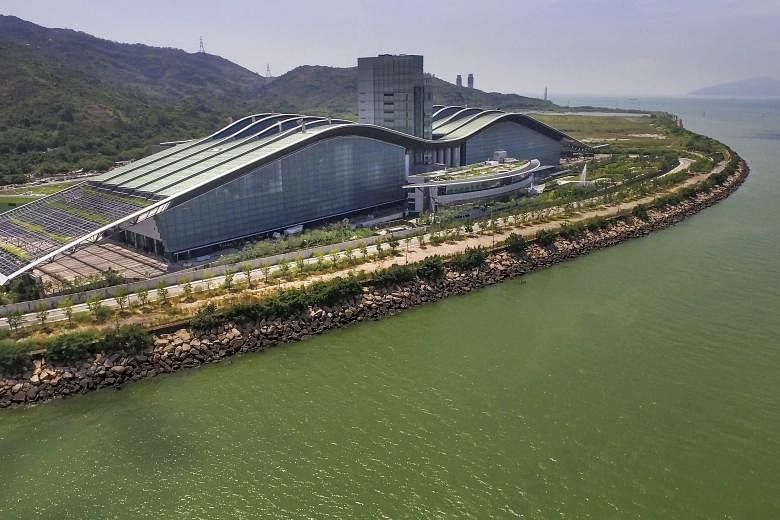 Veolia's HK$5 billion (S$887 million) T-Park waste treatment facility in Tuen Mun, in the north of Hong Kong, treats some 1,200 tonnes of sludge from the city's wastewater treatment plants to keep it from being dumped in already overfilled landfills.