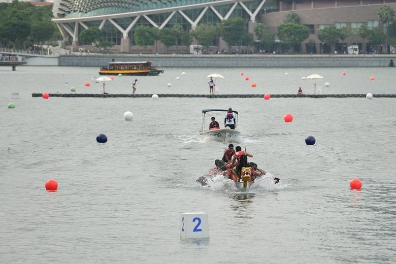 The fifth annual DBS Marina Regatta kicked off yesterday, with dragonboat rowers competing in the 200m corporate, premier, tertiary and open categories at Marina Bay. Themed races were introduced for the first time, with Singapore Sailing emerging vi