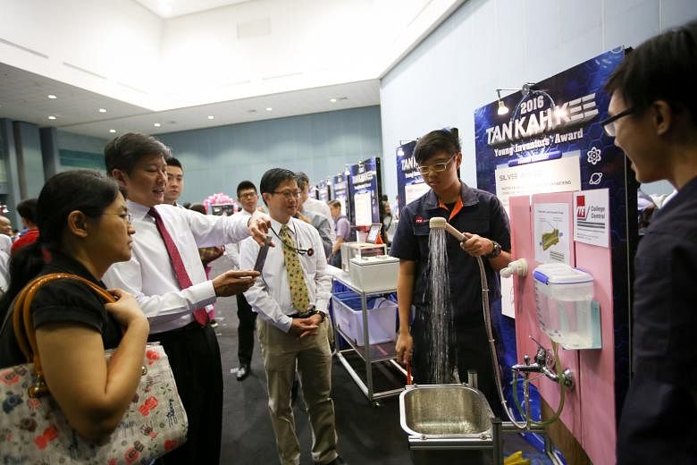 Several inventions stole the spotlight at this year's Tan Kah Kee Young Inventors' Award Presentation Ceremony held last Saturday at the Singapore Science Centre. Institute of Technical Education (ITE) College Central students Marcus Chan Yong Jie (s
