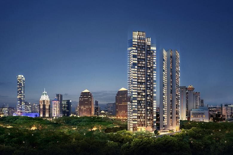 Sales have been reasonably strong at recently completed projects OUE Twin Peaks (left) and Ardmore Three, although they are not in the basket of 574 private residential projects tracked by the SRPI.