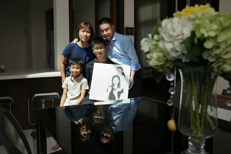 Emyr Uzayr, who suffered a fractured skull, now attends Tanjong Katong Secondary School. "Education and grades are not the No. 1 priorities any more," says his father. Every day, banker James Ho, who lost his daughter Rachel in the earthquake, looks 