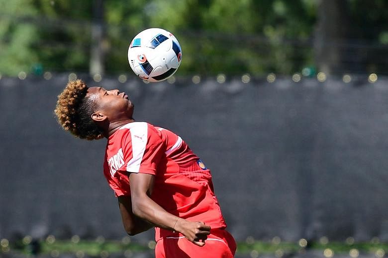 Austria's midfielder David Alaba during a training session in Mallemort, southern France, on June 9. The last time Austria and Hungary met at a major tournament was in the quarter-finals of the 1934 World Cup, when Austria won 2-1.