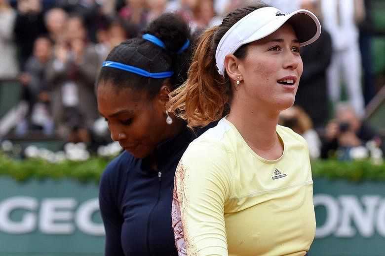 Contrasting moods as Serena Williams and Garbine Muguruza left the court after the French Open final on June 4, when the Spaniard beat the American for her first Grand Slam tennis title.