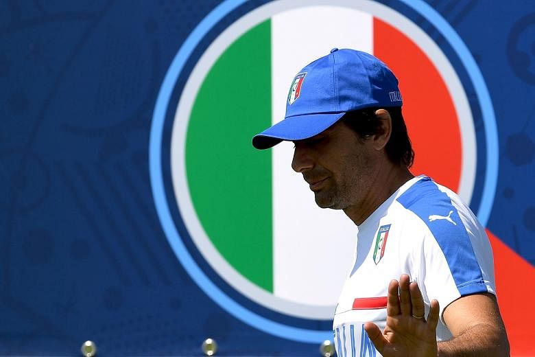 Italy's coach Antonio Conte attending a training session at their training ground in Montpellier on the eve of the Euro 2016 quarter-final match against Germany.