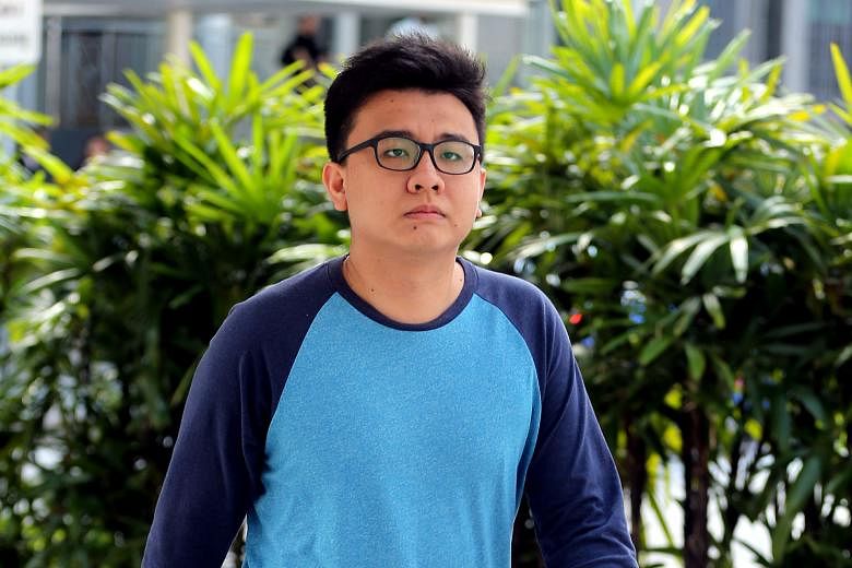 The Real Singapore co-founder Yang Kaiheng arriving at the State Courts yesterday morning to serve his sentence. He was given eight months for sedition.