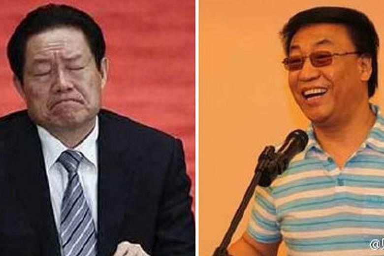 Fortune-teller Cao Yongzheng (right), had provided testimony against disgraced former public security chief Zhou Yongkang (left) at his closed-door trial last year. Cao had a following among China's celebrities and ruling elite.