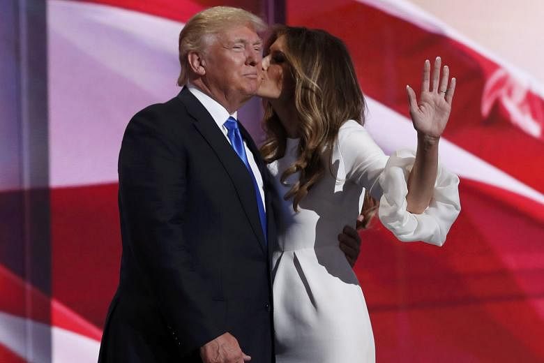 Mr and Mrs Trump at the Republican National Convention in Cleveland, Ohio. Parts of Mrs Trump's speech had allegedly been plagiarised from a 2008 speech by First Lady Michelle Obama.