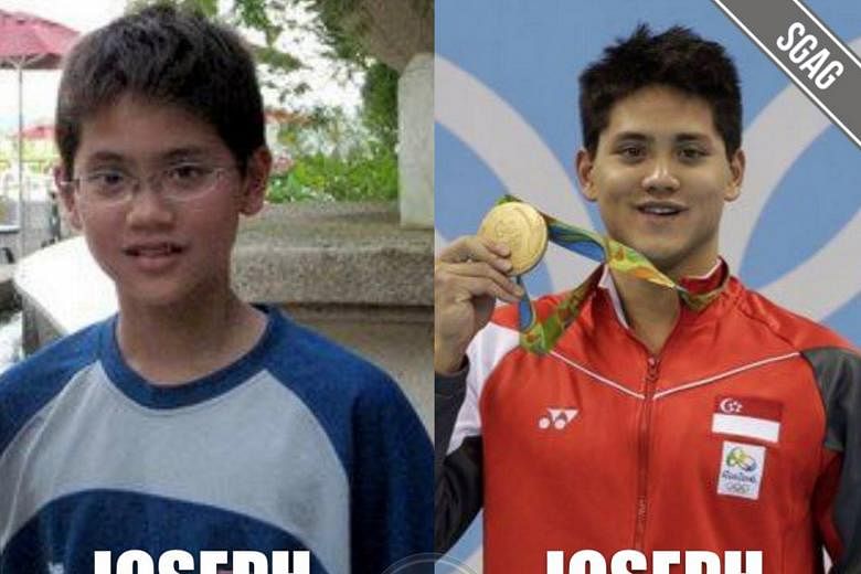 It may have taken Joseph Schooling years to go from teenager to swimming sensation when he won gold in the men's 100m butterfly at the ongoing Olympic Games in Rio, but the transition was instantaneous in this post by humour site Sgag.